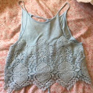 LA hearts tank top! with lace detail